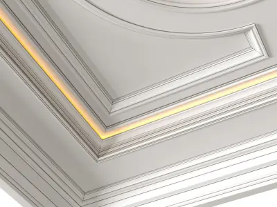 Square coffered ceiling with backlight in Art Deco style 3D model