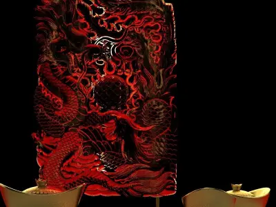 Chinese Dragon and Phoenix with Yuanbao 3D model