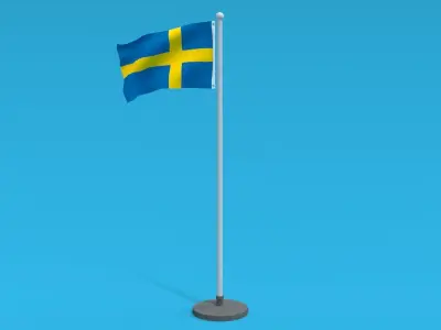 Low Poly Seamless Animated Sweden Flag Low-poly 3D model