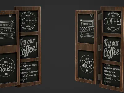 Wall Cafe Board 01 Low Poly Mobile Ready Low-poly 3D model