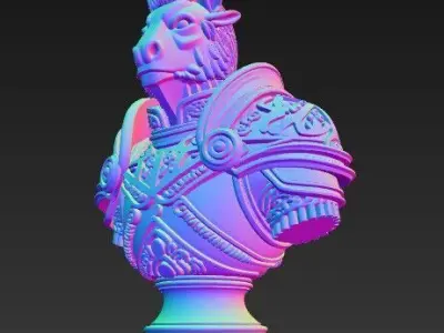 Headed Armored Knight Bust 3D model