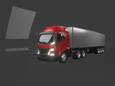 Semi trailer truck Low-poly 3D model