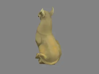 Stone dog sculpture Low-poly 3D model