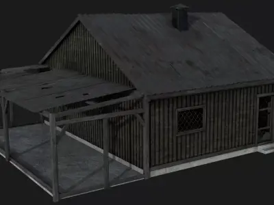 Wooden Village House Free low-poly 3D model