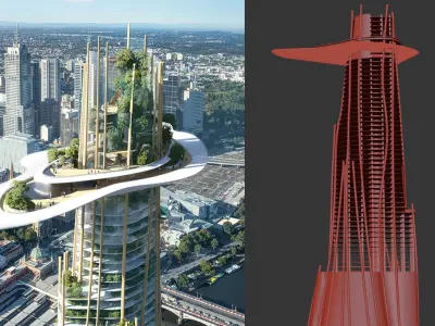 Urban Tree Skyscrapers 3D model