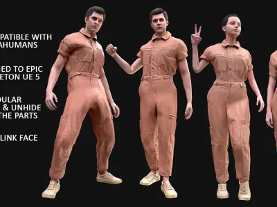 Mens and Womens Overalls 1 3D Model Collection