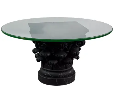 Ornament Table - Classical Pedestal Tables with Glass Tops Low-poly 3D model