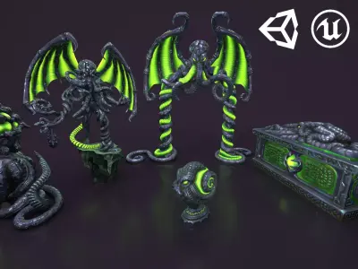 Ancient statues collection Low-poly 3D model