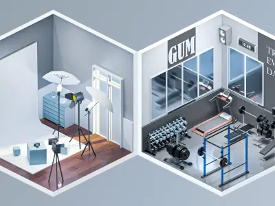 Entertainment Rooms Low-poly 3D model