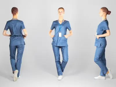 Surgical nurse 96 Low-poly 3D model