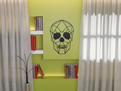 Skull wall art Low-poly 3D model