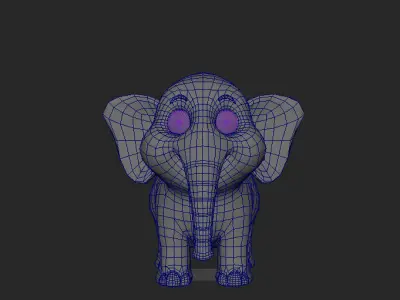 3D Elephant Cute Cartoon 3D Model with Animations Low-poly 3D model