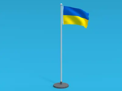 Low Poly Seamless Animated Ukraine Flag Low-poly 3D model
