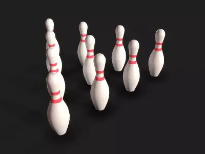 Ten Pin Classic Bowling Pins Low-poly 3D model