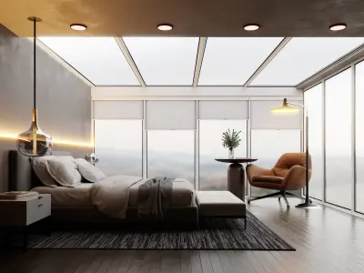 Photorealistic bedroom in native blend file by-VIZFROMBLENDER 3D model