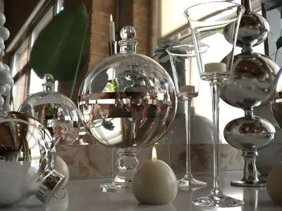 New Year decoration with candles 3D model