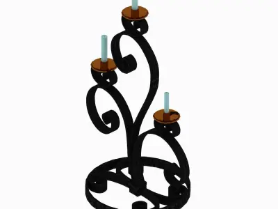Candelabra Black And Golden 3D model