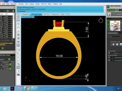 Gold Men Square Emerald Diamond Ring with Halo Setting 384 3D print model