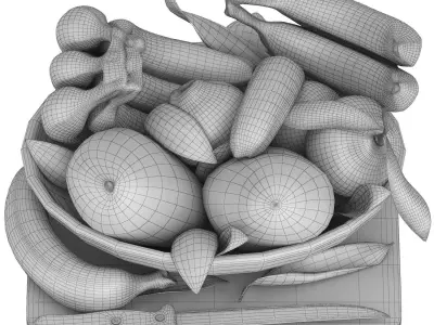 bowl of tropical fruits 04 3D model