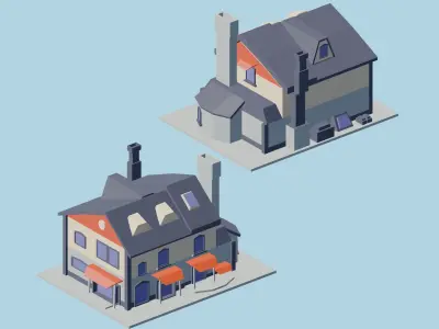 Low Poly City Asset Low-poly 3D model