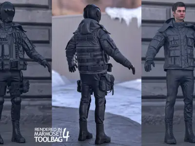 Mens and Womens Military Uniform 5 3D Model Collection