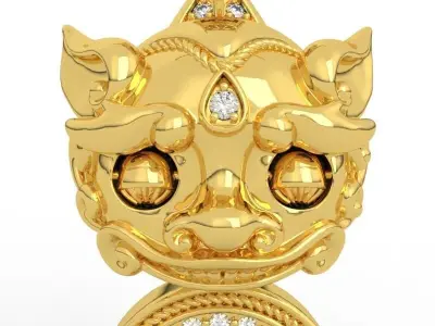 Movable Eye Pi Xiu Pendant Amulet Necklace 3D Model 3D print model