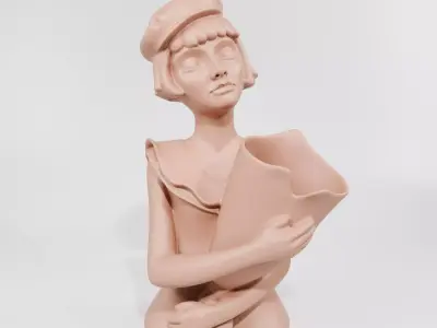 Bouquet Girls vase - Statue Sculpture Home Decor 3D print model