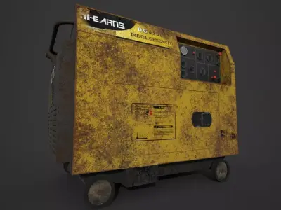 Old Rusted Power Generator Low-poly 3D model