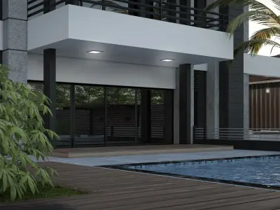 Modern House 01 - villa 3D model 3D model Free 3D model