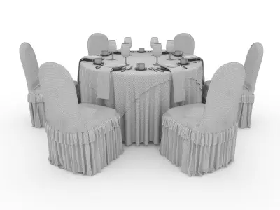 Banquet Table and Chair 45 3D model