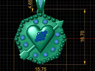  Heart Arrow Pendant 3D print model