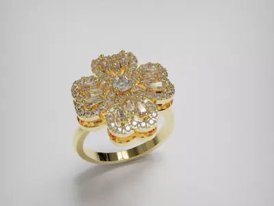 Diamond Clover  turnable rotation ring 3D print model