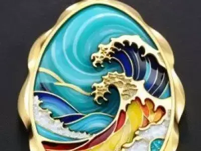 waves pendant for enameling 3D print model