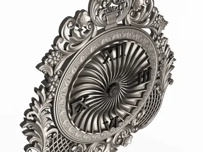 Classic Wall Clock 03 Chrome Low-poly 3D model