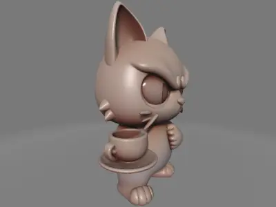 Grumpy Cat with Coffee 3D print model