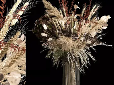 Decorative Bouquets Of Dried Flowers In A Vase 259 3D model