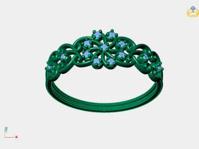 Women Ring Diamond Stone STL 3DM Lightweight Printable 3D print model 44
