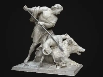Meleagre Statue Low-poly 3D model