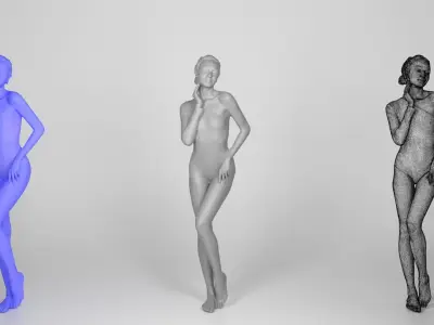 Sexy woman in black swimsuit posing 225 Low-poly 3D model