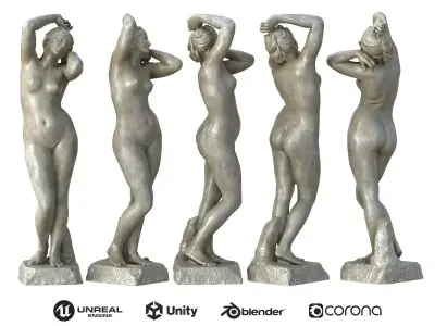 Statue 02 Low-poly 3D model