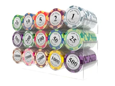 Poker Chips With Clear Box Casino Coins 3D model