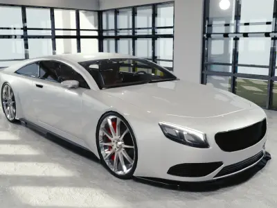 BLENDER EEVEE Brandless Extended Wheelbase 2 door coupe Low-poly 3D model