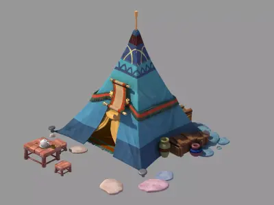gAME Single-mouth tapering tent 03 3D model