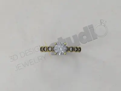 Luxury detailed solitaire ring with bezels 3d model 3D print model