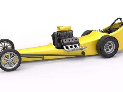 Front engine old school dragster with shell V3 Scale 1 to 25 3D print model