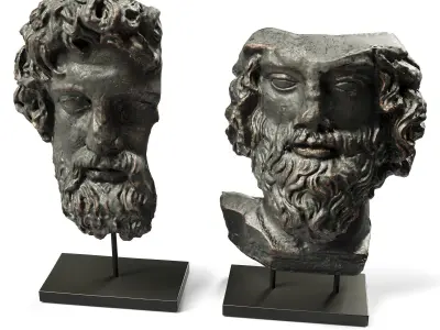 Asclepios and Greek general head metal Low-poly 3D model