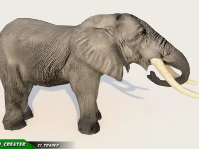 Elephant Animated Lowpoly Low-poly 3D model