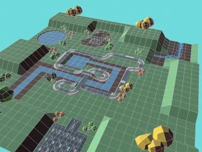 Race Track Cartoon Low-poly 3D model