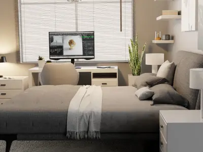 Bedroom interior 3D model 7