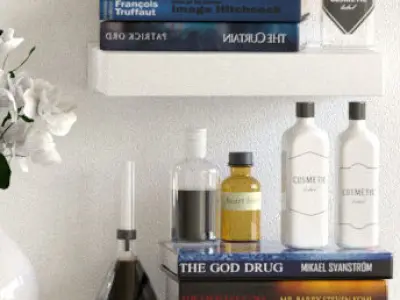 Dressing table with cosmetics for lady 3D model